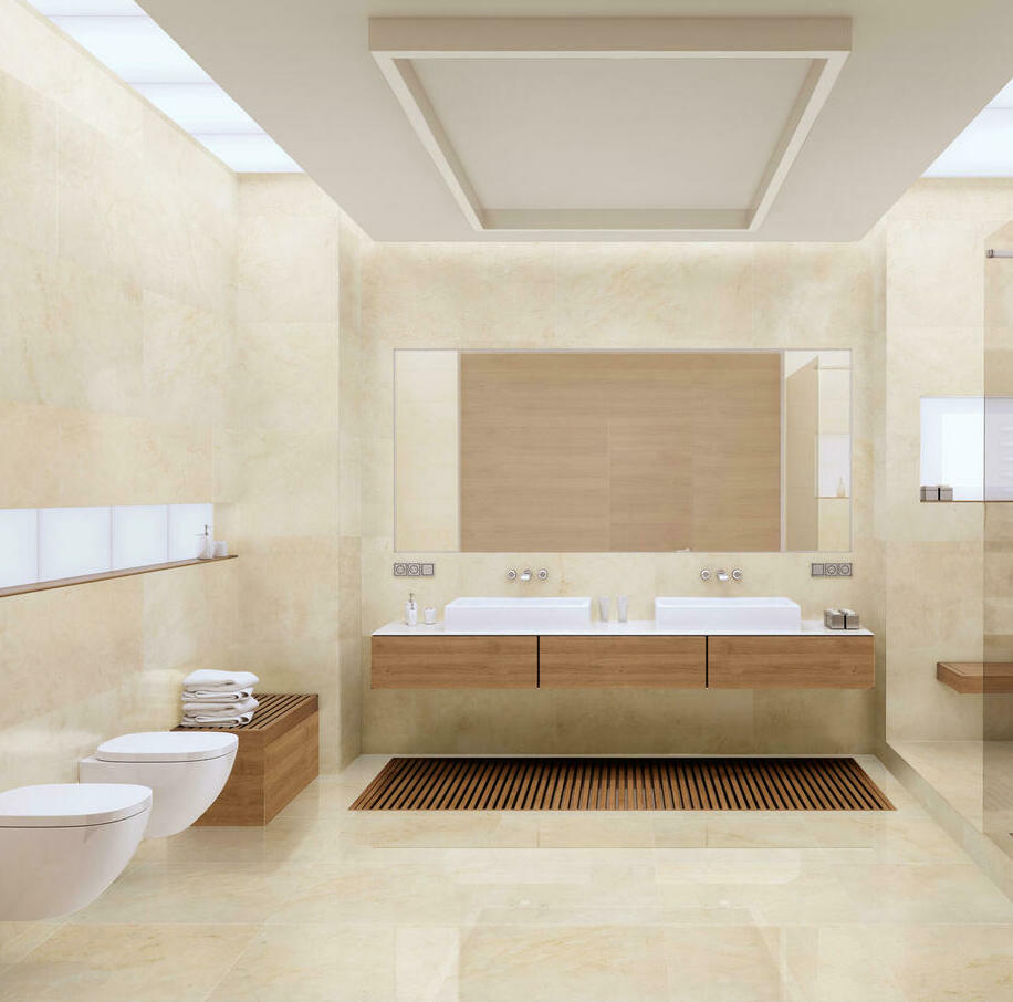 Crema Marfil marble bathroom