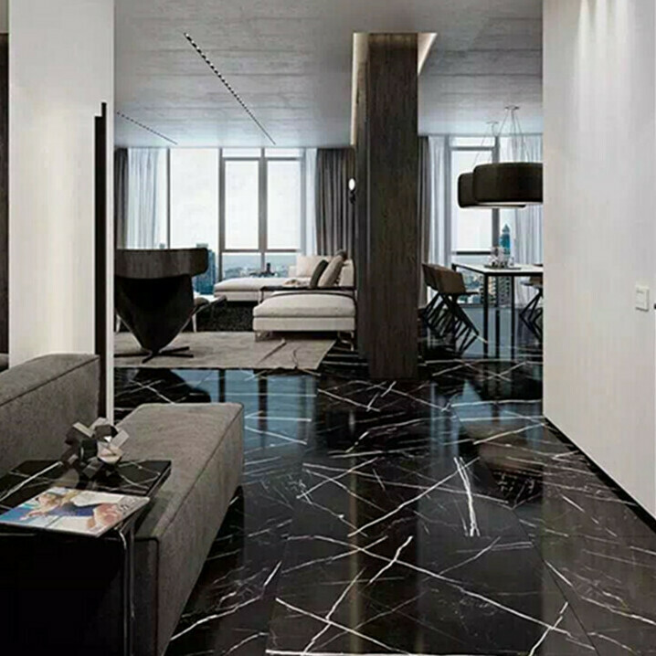 Nero Marquina marble floor