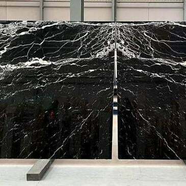 Nero Marquina marble slabs